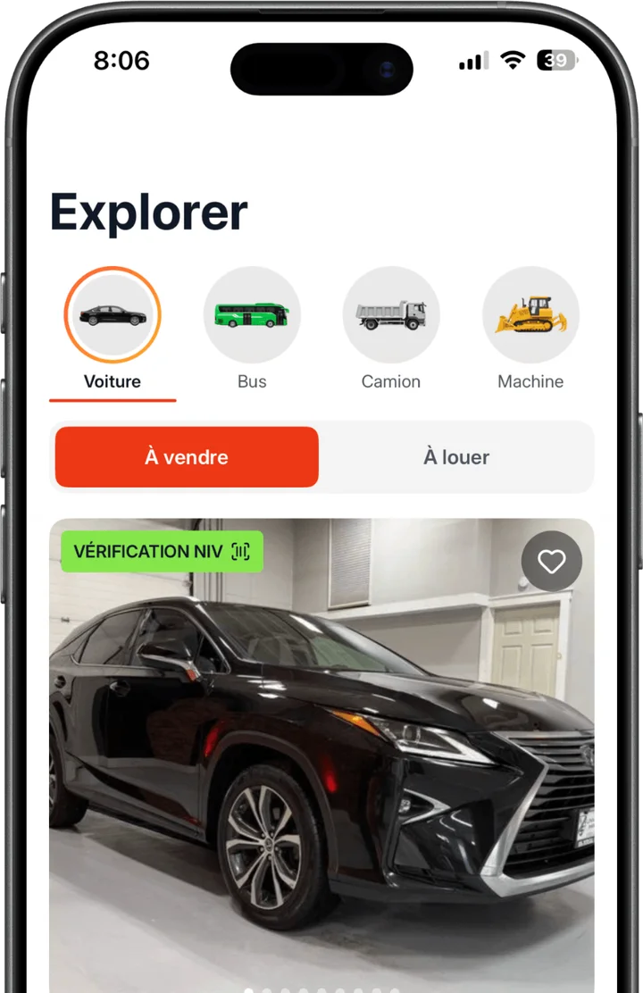 Recherche de véhicules à vendre et à louer dans l’app Motorpalz